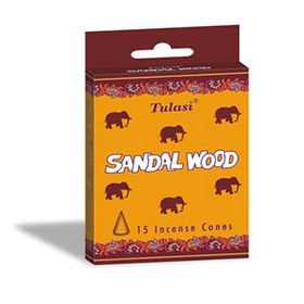 TULSI INCENSE CONE SANDAL 1 BOX (15 CONES)