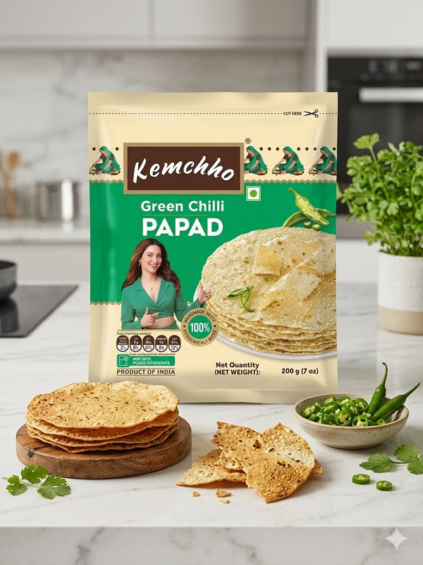 KEMCHHO GREEN CHILLI PAPAD 200 GMS