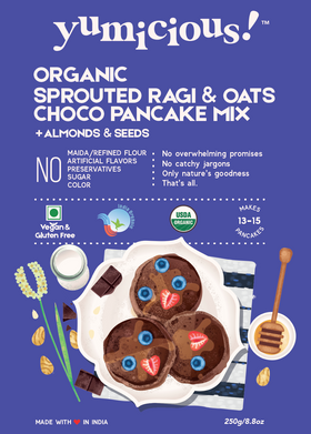 Organic Sprouted Ragi & Oats Chocolate Pancake Mix 250gm