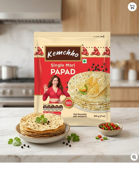 KEMCHHO SINGLE MARI PAPAD 200 GM(Black Pepper)